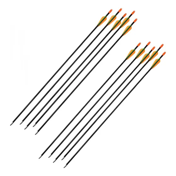 Pack X10 Flechas Fibra De Vidrio 28 Punta Fija Infantil