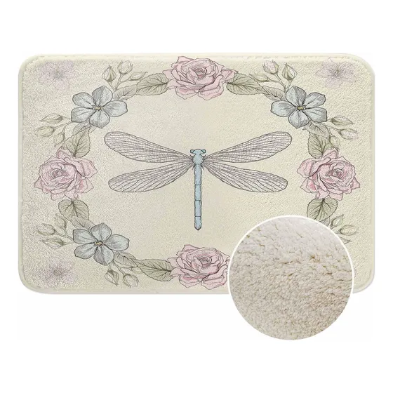 Aoyego Alfombra Baño Marco Floral Libelula Para Estilo 15.7