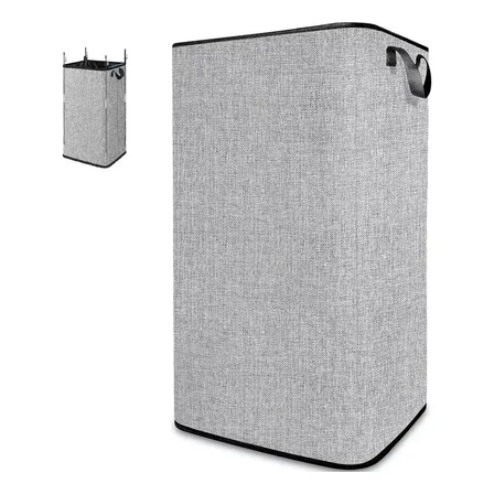 Cesto De Roupa Dobrável 80l Grande Retangular Com Alças Resistentes, Cesto Roupa Suja Ideal Para Banheiro Lavanderia Quartosnigjat 0008 Cor Cinza Lisa