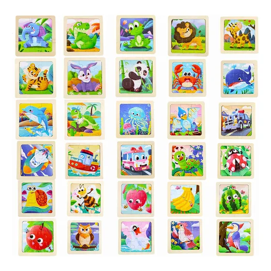 30 Rompecabezas Figuras Surtidas Para Niños Pequeños Madera