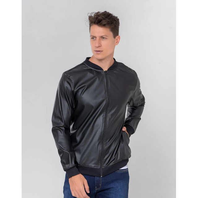 Jaqueta Bomber Courino Masculina Com Zíper E Bolso Jaqueta Bomber Courino Masculina Com Zíper E Bolso