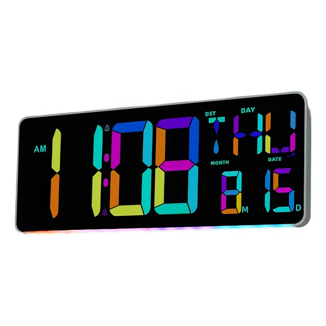 Reloj Digital 13.7 PuLG Multicolor Led Rgb Bluetooth Pared