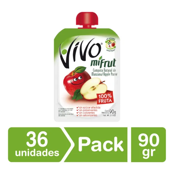 Pack 36 - Vivo Compota Mifrut Manzana 90 Gr