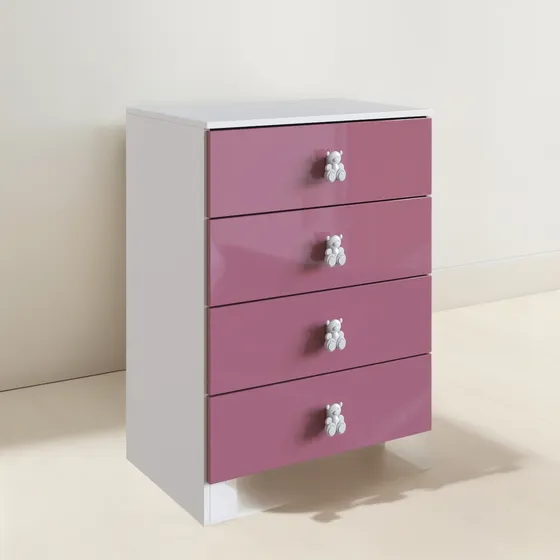 Cómoda Cajonera 4 Cajones Mueble Infantil Flex Rosa/celeste