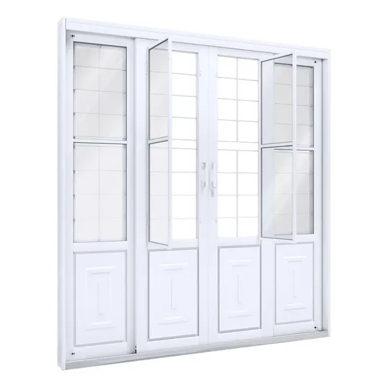 Porta De Correr Aço 213x200x13cm 4fls Grade Riobras Pronta