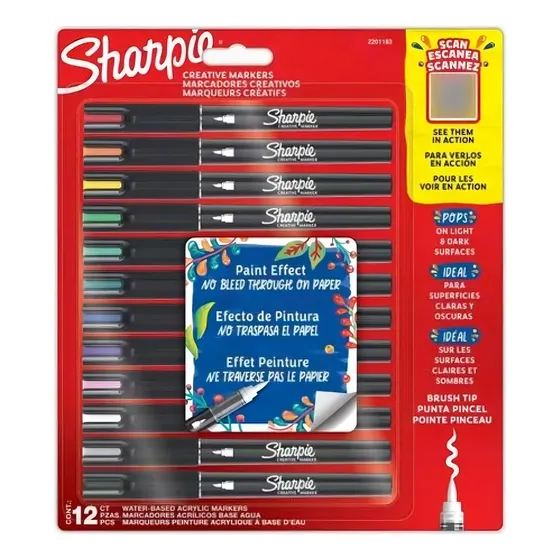 Marcadores Sharpie 2201183 Creativos Acrílicos Base de Agua x12 Punta Pincel