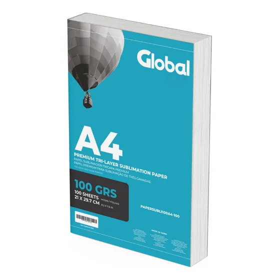 Papel A4 Para Sublimar Y Estampar - 95% Transferencia - 210 X 297 Mm - 100 Gramos - Resma De 100 Hojas - Marca Global Electronics