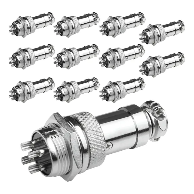 Conector Circular Aviador Gx16mm Macho Y Hembra 10 Unidades