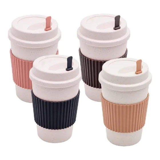 2 Copos P/café Starbucks C/tampa E Mexedor - Em Bambu 450ml