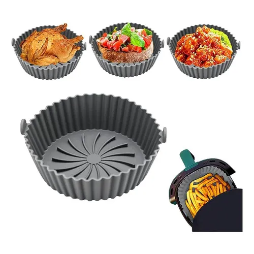Canastilla Silicona Olla Freidora Air Fryer Reutilizable Color Gris