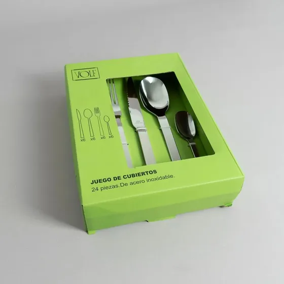 Set Cubiertos X24 Volf Acero Inox Cocina Aloa Caja Regalo