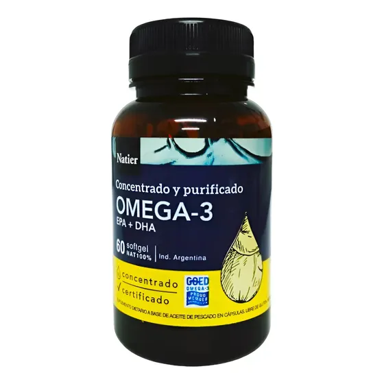 Omega 3 Concentrado Y Purificado Softgel X 60 Cáps Natier Sabor Sin Sabor