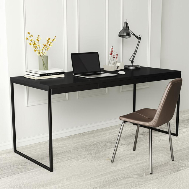 Mesa De Computador Escrivaninha Preta Pé Metalon Industrial 120x60 Jm3 Móveis Mesa De Computador Escrivaninha Preta Pé Metalon Industrial 120x60 Jm3 Móveis