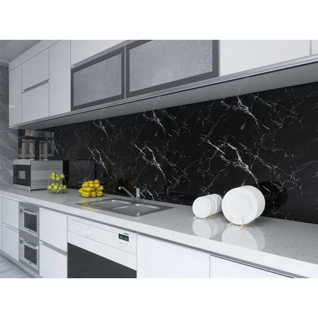 Vinilo Simil Marmol Autoadhesivo Ancho 60x500cm  Negro/gris