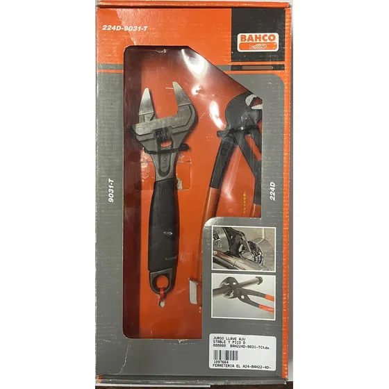 Juego De Llave Ajustable Y Pico De Loro Bahco 224d-90301 Color Negro