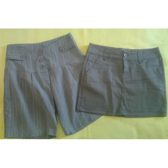 Falda Corta Y Short Corto De Dama Talla S Marron A Cuadros