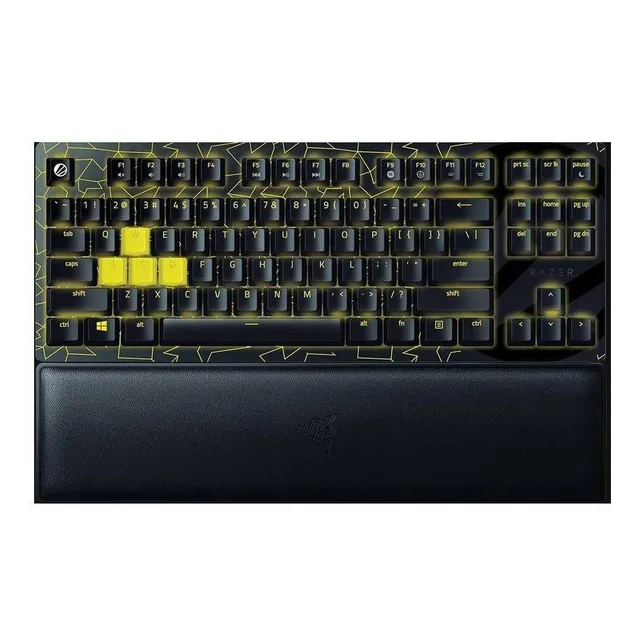 Teclado gamer Razer Huntsman QWERTY Linear Optical Red inglés US color esl edition con luz amarillo