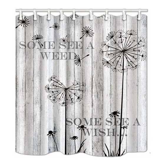 Cortina Ducha Rustica Para Casa Campo Diseño Diente Leon X
