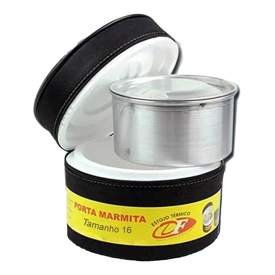 Marmita Térmica Redonda N°16 Grande Revestida Tnt Com ziper Boca Kente Preto