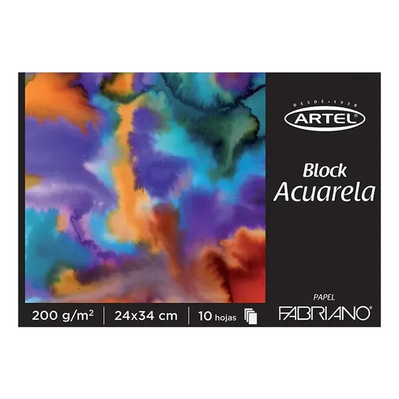 Block Fabriano Acuarela 200 Grs 24 X 34 Cm 10 Hojas Artel