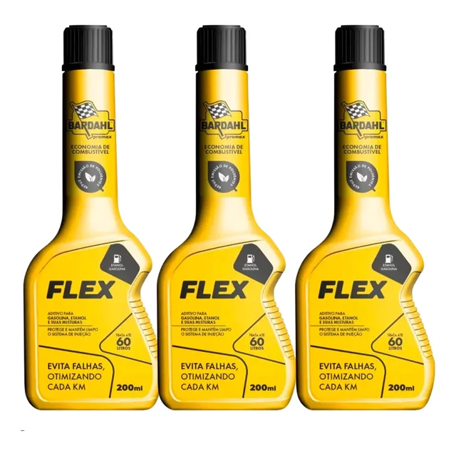 Kit C 3 Unidades Aditivo Gasolina Etanol Bardahl Flex 200ml