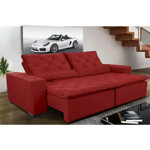 Sofá Magnum 2,02m Retrátil Reclinável Cor Vermelho