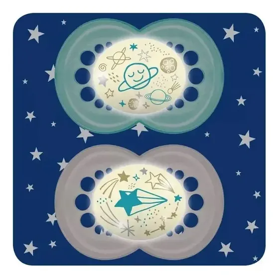 Pack Chupetes De Silicona Nocturnos Mam 16 M+ Color Verde Claro Período De Edad 16 + Meses