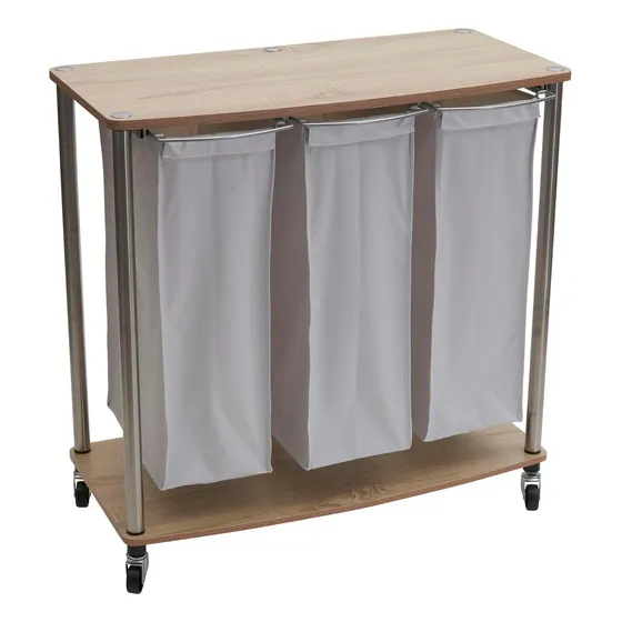 Carrito 3 Bolsas, Clasificador Lavandería Triple Con Mesa Pl