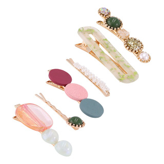 Kit 6 Grampos De Cabelo Oco De Ouro Com Pérolas Moda Kit 6 Grampos De Cabelo Oco De Ouro Com Pérolas Moda