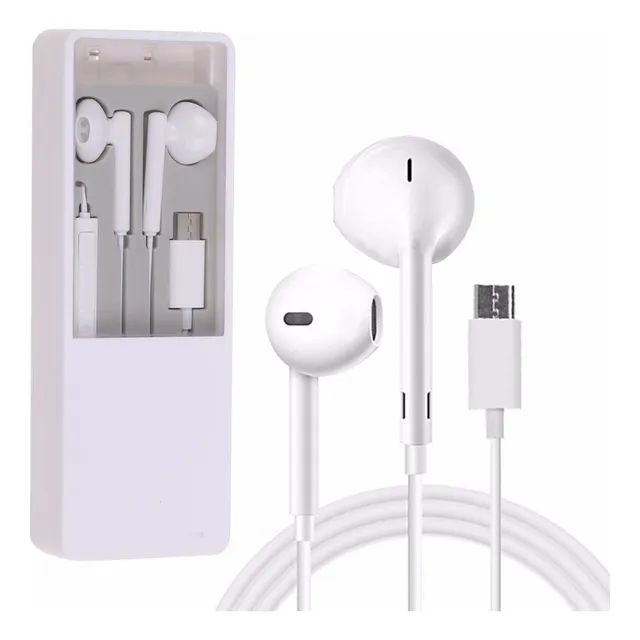 Audífono Manos Libres Con Control Volumen Tipo C Color Blanco
