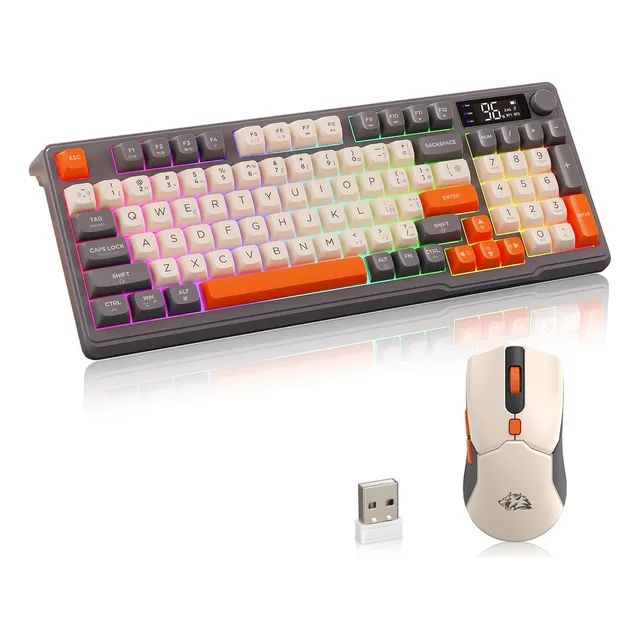 Kits Teclado Y Mouse Free Wolf T96 Rgb Español Con Pantalla
