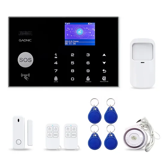 Kit Alarma Domiciliaria Inalámbrica Gadnic Pantalla Sirena Sensores De Movimiento