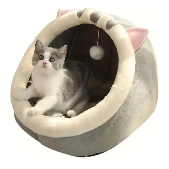 Cama Casa Cucha Gato Perro Iglu Igloo Comoda Grande Gris