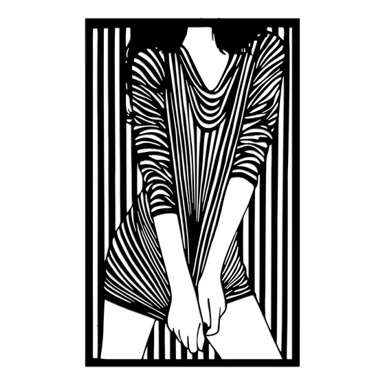 Cuadro Mujer Pose Sexy - Madera Calada - Negro - 60x37cm