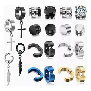 20pzs Arete Piercing Falsos De Acero Inoxidable Para Hombres 20pzs Arete Piercing Falsos De Acero Inoxidable Para Hombres