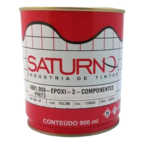 Tinta Epóxi Preta 900ml + Catalizador 225ml Saturno 4801.999