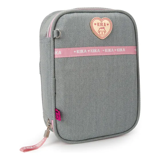 Estojo Organizador Jeans Kika Com 2 Divisórias Interna