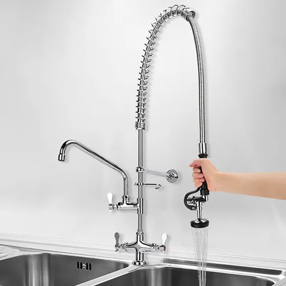 Grifo Cocina Solo Puerto Con Boquilla De Pre-lavado 47'' Platead Brillante
