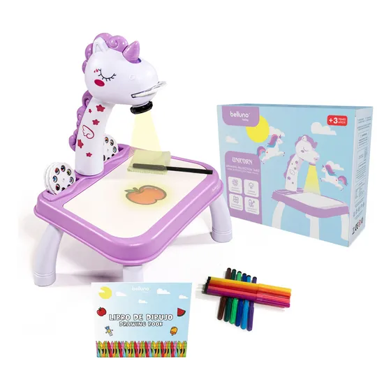 Mesa Didáctica Proyector Dibujo Musical Belluno Baby Tavola Color Lila