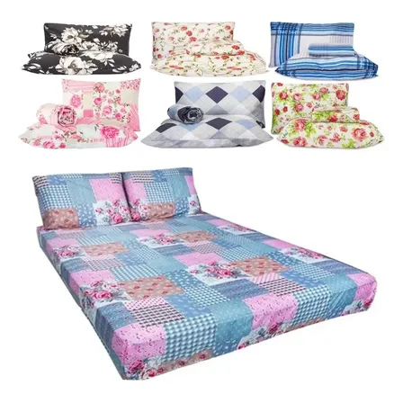 Kit 5 Lençol Casal Queen C/ Elástico Estampado + 10 Fronhas Variadas