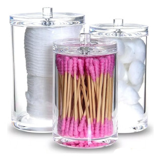 Set 3 Organizador Acrilico Cotonetes Cosmeticos Pads Set 3 Organizador Acrilico Cotonetes Cosmeticos Pads