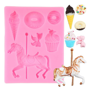 Carrusel Horse Silicone Molde De Fondant Merry Go Red Redon Carrusel Horse Silicone Molde De Fondant Merry Go Red Redon