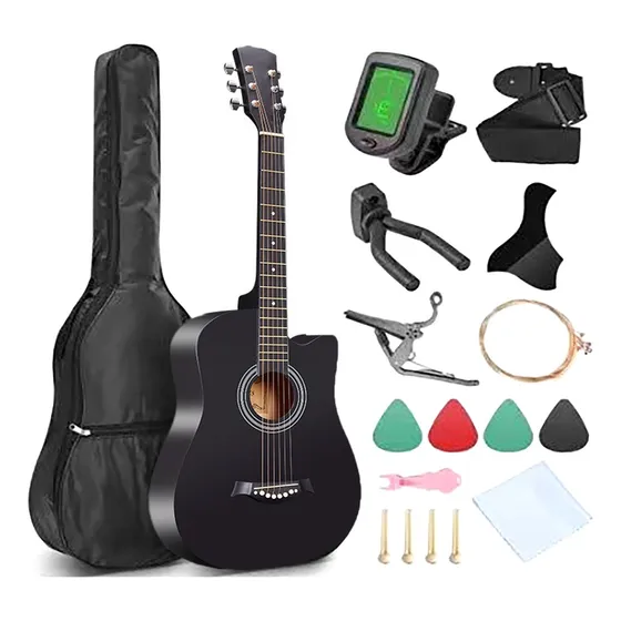 Guitarra Acústica Clasica 38 Inch Con Accesorios Color Negro Material Del Diapasón Rosewood Orientación De La Mano Ambidiestro