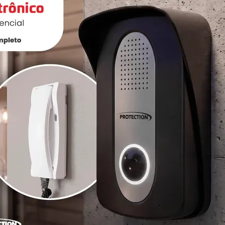 Porteiro Eletrônico Interfone Residencial Protection Pt-270 Cor Branco/cinza