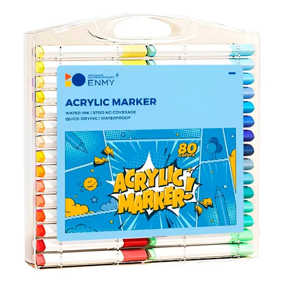 Set Marcadores Permanente Acrílico Valija 80p Arte - El Rey