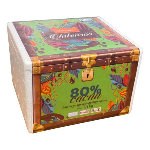 Caixa Tablete Chocolate 80% Cacau Saudável Zero Açúcar 300g