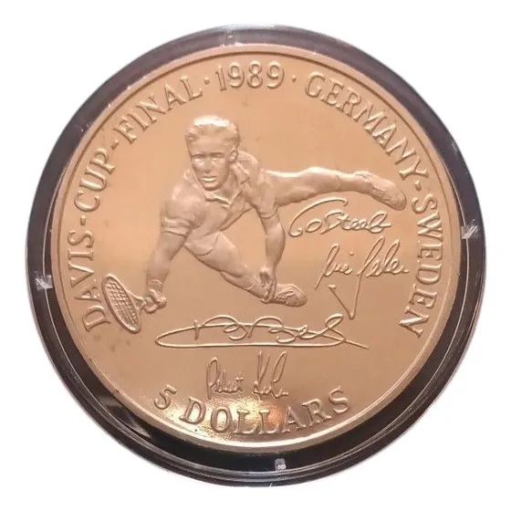 Moeda 5 Dollars De 1989 Origem Niue. Km#24 Copa Davis Fc*