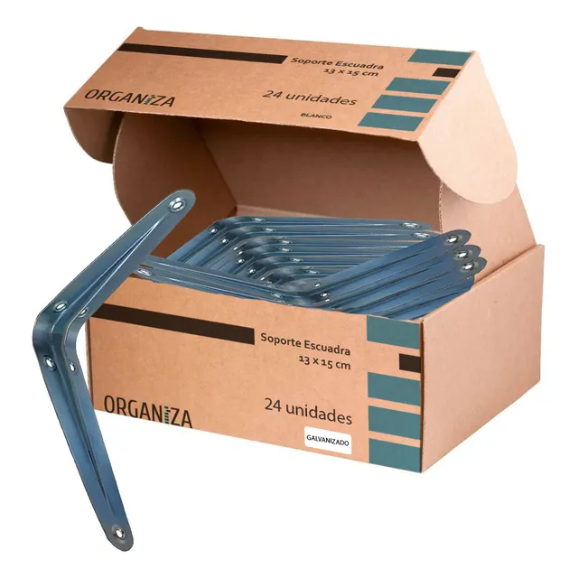Caja 24 Soportes Escuadra Ducasse 130mm X 150mm Galvanizado