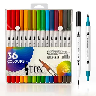 Caneta Brush Pen Canetinhas Canetas Coloridas Escolar Ponta Dupla Estojo Com 36 Cores Touch Cores Fofa Para Livros De Colorir Canetinhas Coloridas Desenho Profissional Ilustrar Profissional Marca Tdx