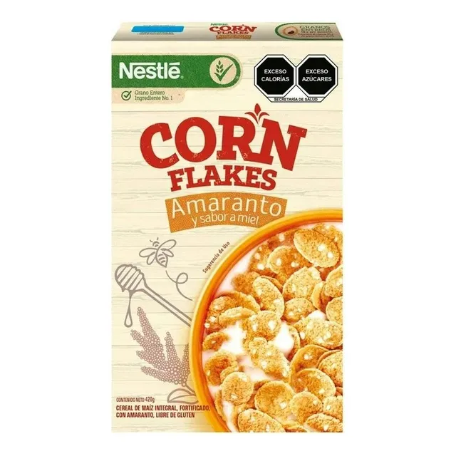 2 Pza Cereal De Maíz Corn Flakes Amaranto Y Sabor A Miel 420